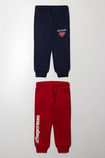 Superman 2 Pack Trackpants Red And Navy