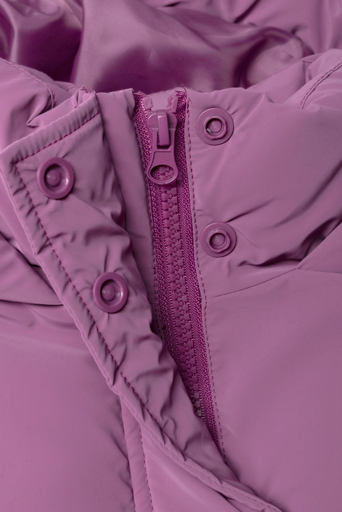 Coated Hooded Puffer Jacket Purple