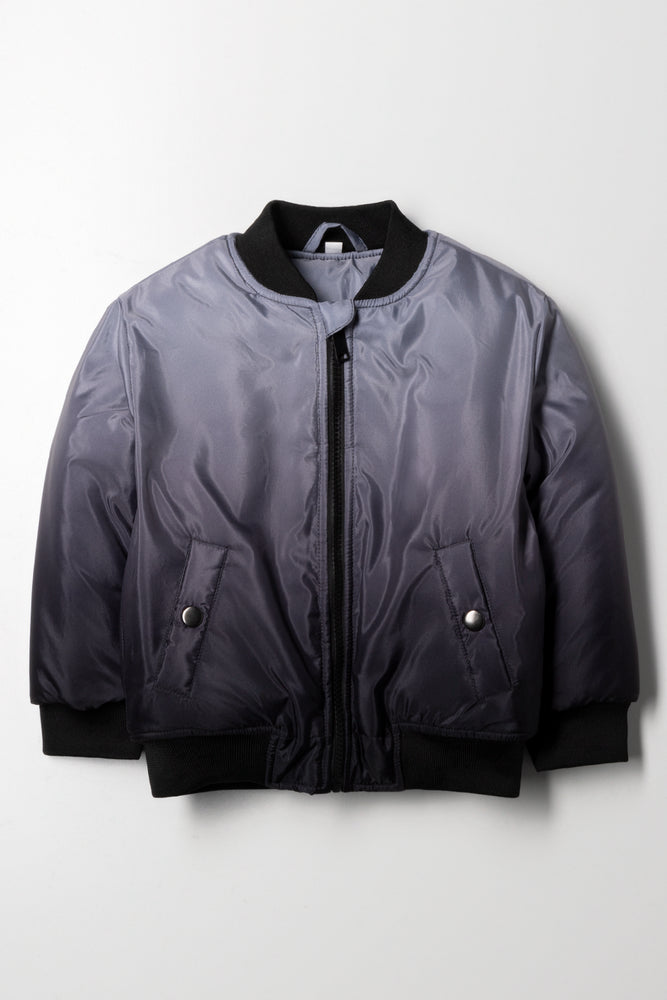 Ombre Bomber Jacket Black And Grey