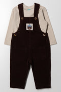 Corduroy Dungaree Set Brown