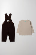 Corduroy Dungaree Set Brown (2)