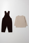 Corduroy Dungaree Set Brown (3)