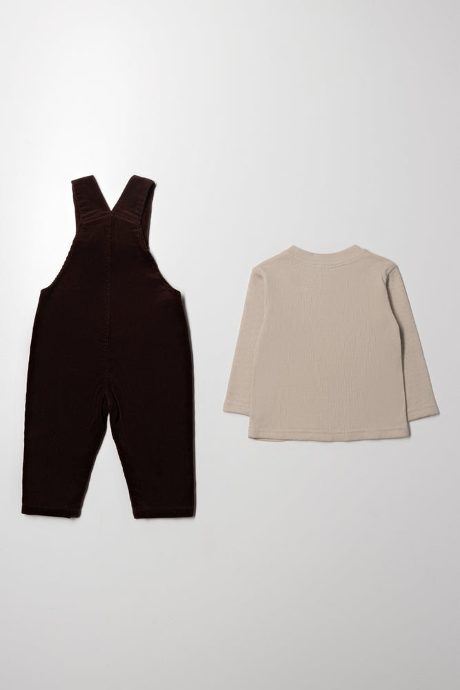 Corduroy Dungaree Set Brown (3)