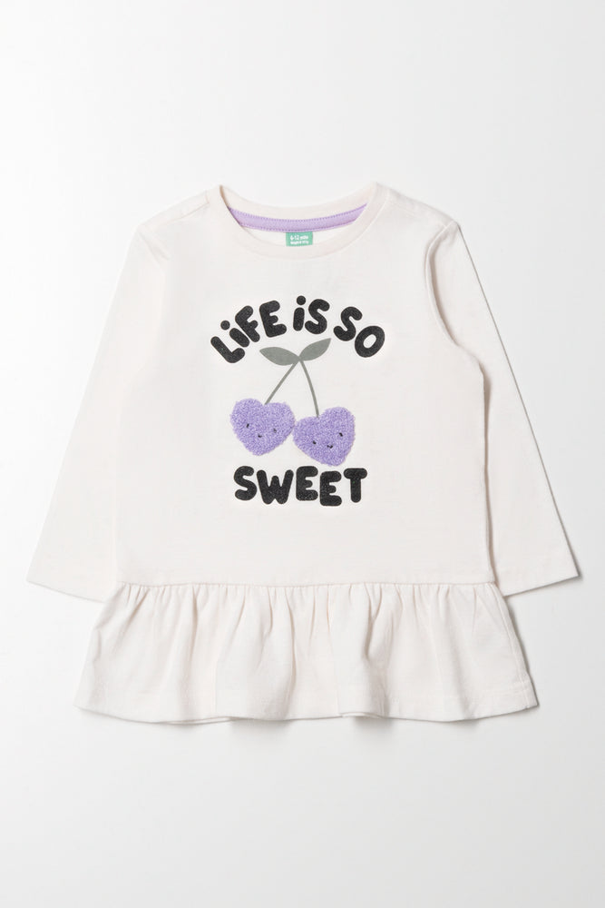 Peplum Long Sleeve T-Shirt Cream