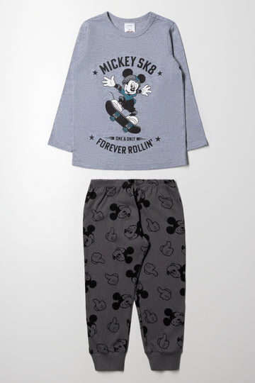 Mickey Mouse Long Sleeve Pyjamas Grey