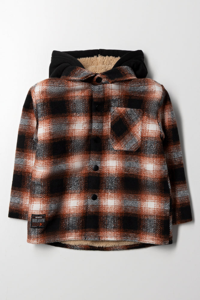 Hooded Shacket Black & Brown