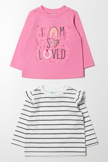 2 Pack T-Shirts Pink And White