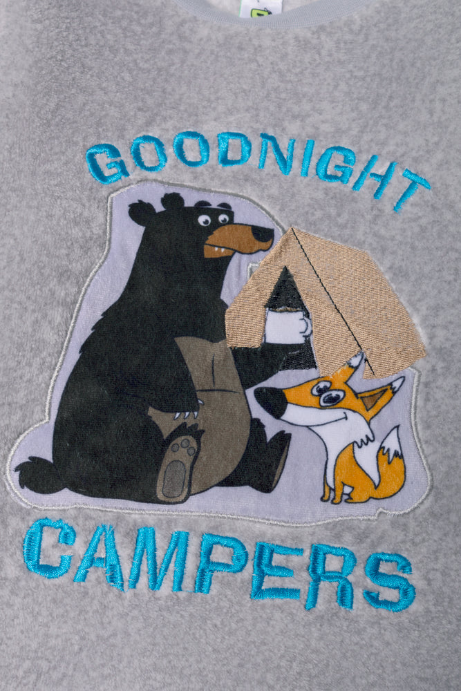 Camping Long Sleeve Fleece Pyjama Set Grey