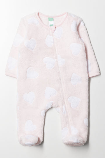 Heart Embossed Babygrow Pink