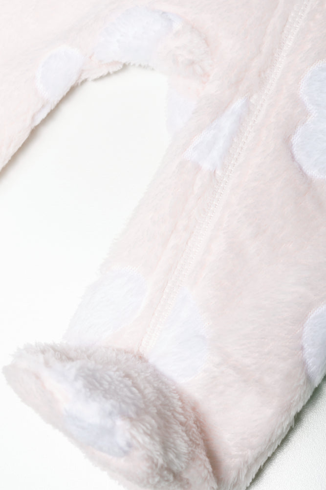 Heart Embossed Babygrow Pink (2)
