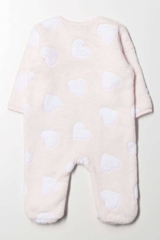 Heart Embossed Babygrow Pink (3)