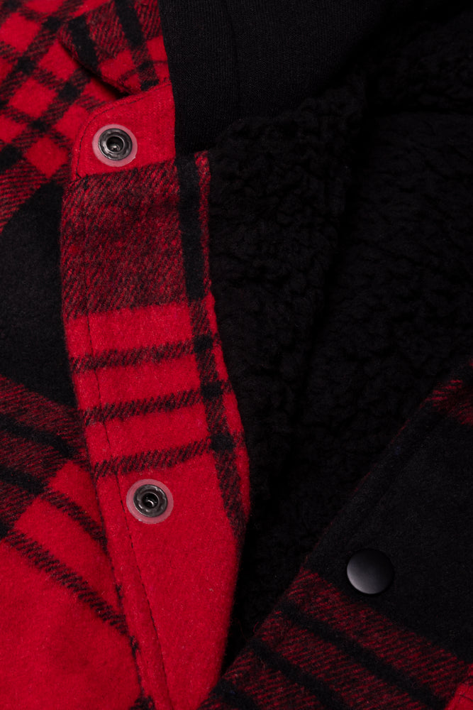 Hooded Shacket Red And Black