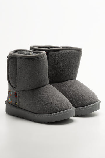 Spaceship Print Comfort Boots Grey
