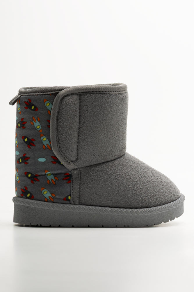 Spaceship Print Comfort Boots Grey (1)