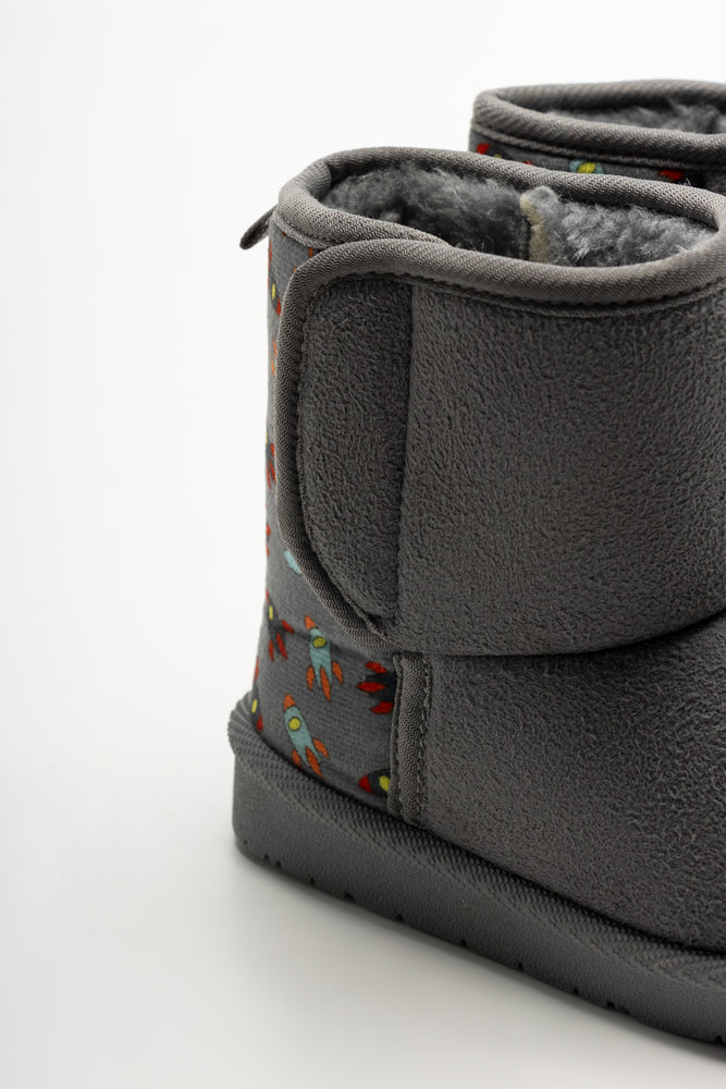Spaceship Print Comfort Boots Grey (3)
