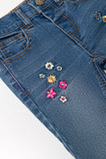 Flower Skinny Denim Jeans Blue (1)
