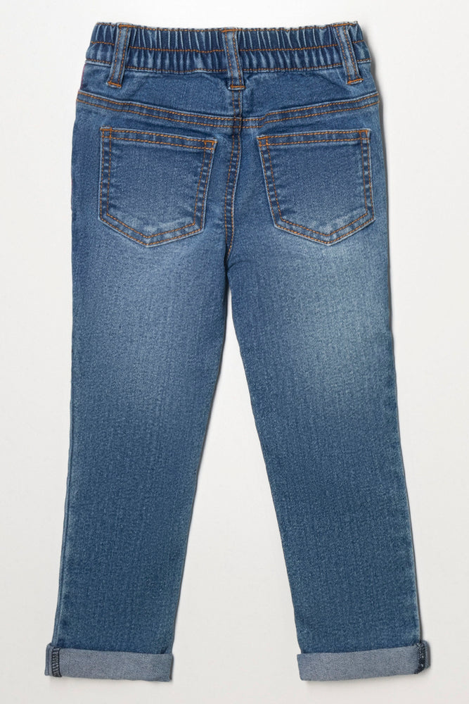 Flower Skinny Denim Jeans Blue (2)