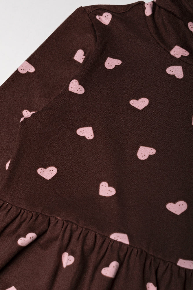 2 Pack Cherry Poloneck Dress Pink And Brown (1)