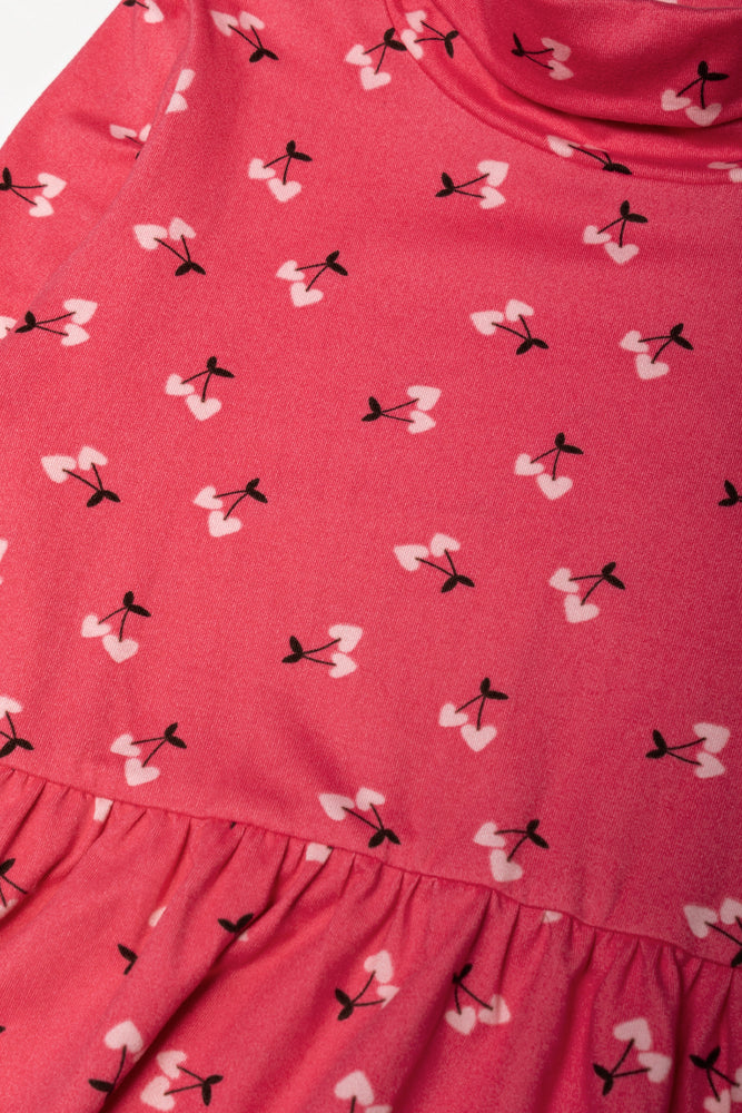 2 Pack Cherry Poloneck Dress Pink And Brown (2)