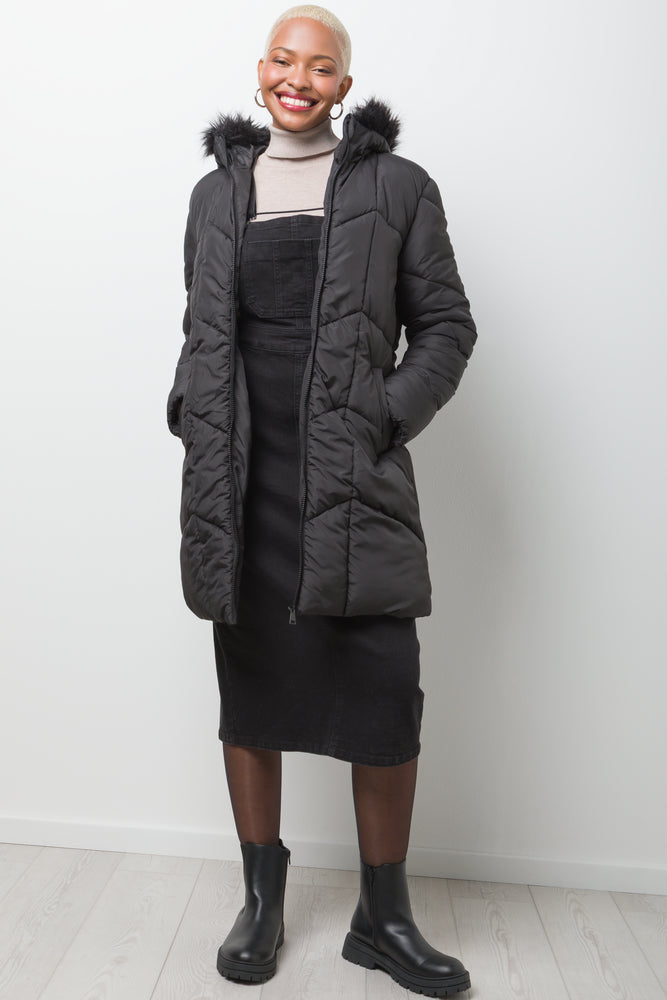 Fur Trim Hooded Puffer Jacket