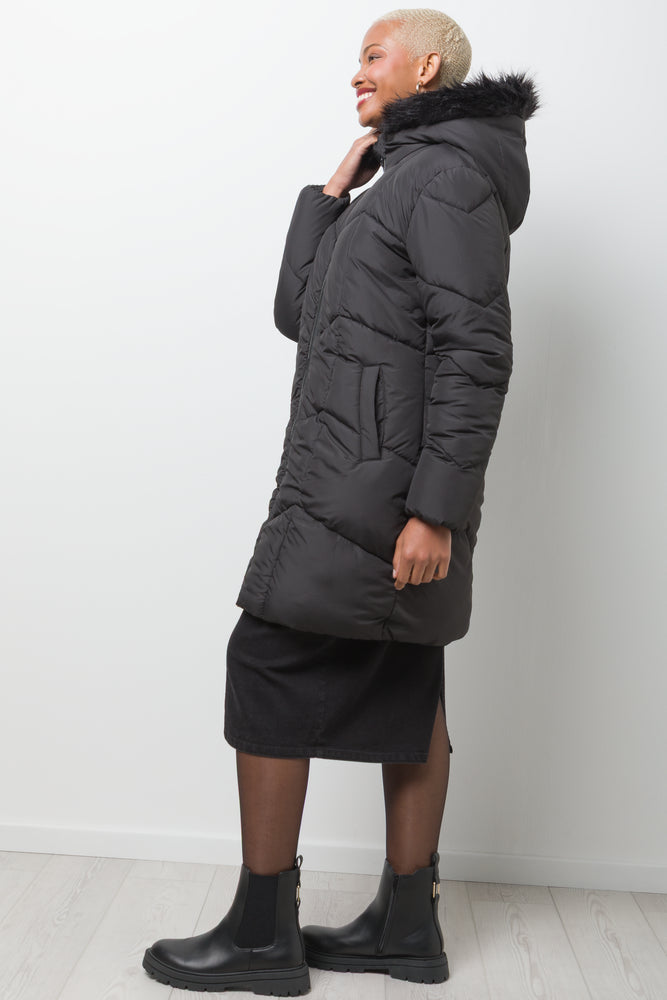 Fur Trim Hooded Puffer Jacket