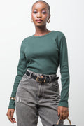 Rib Long Sleeve T-Shirt Green