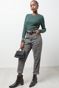 Rib Long Sleeve T-Shirt Green (1)