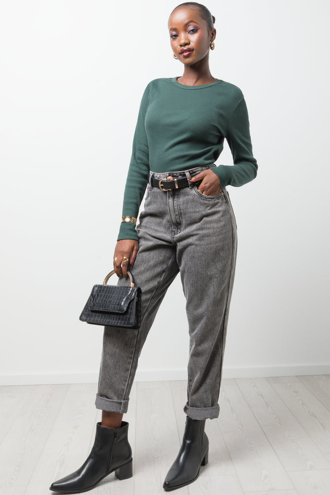 Rib Long Sleeve T-Shirt Green (1)