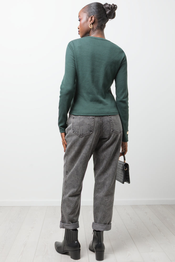 Rib Long Sleeve T-Shirt Green (2)