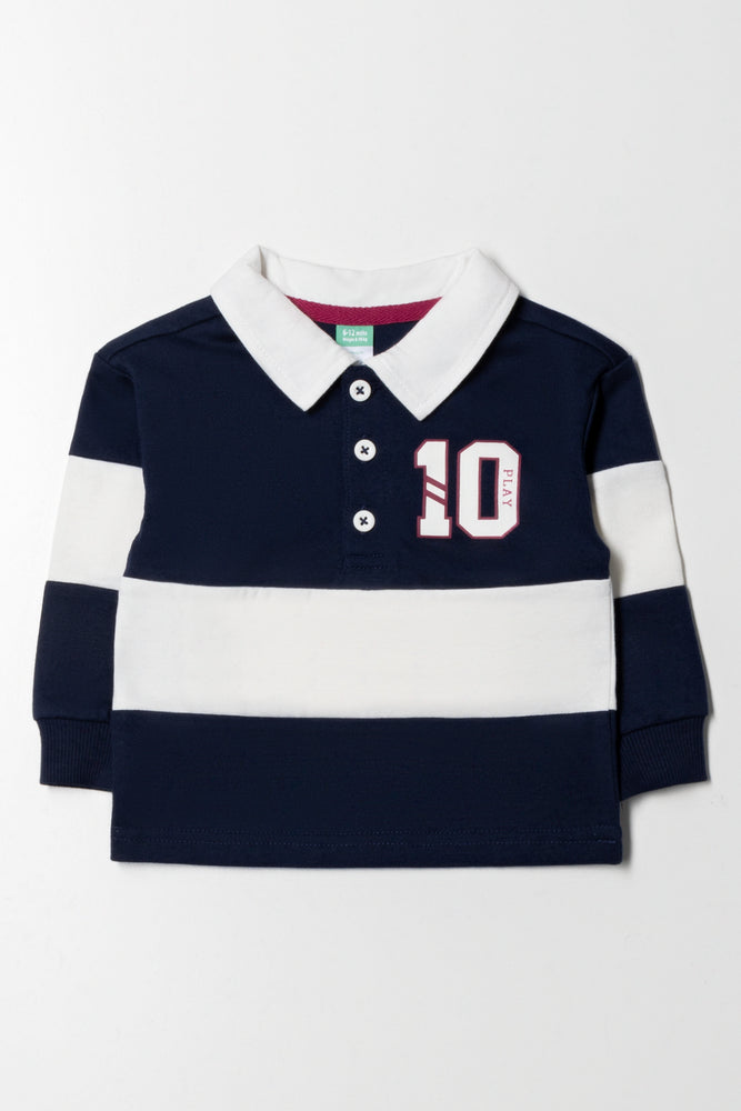 Long Sleeve Golfer Navy And White