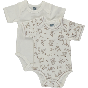 2PK SS BODYVEST PRINT CREAM