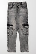 Skinny Denim Cargo Jeans Charcoal