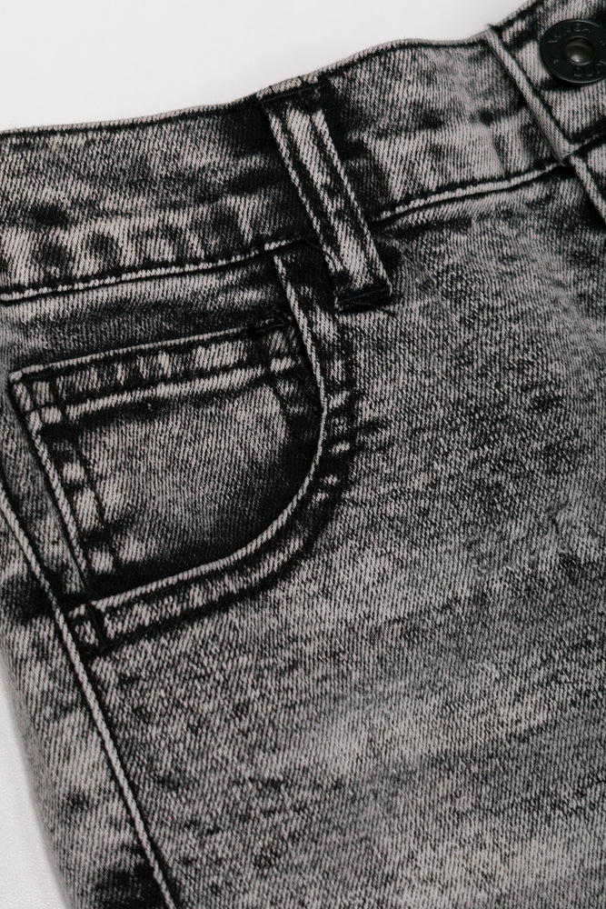 Skinny Denim Cargo Jeans Charcoal