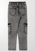 Skinny Denim Cargo Jeans Charcoal (2)