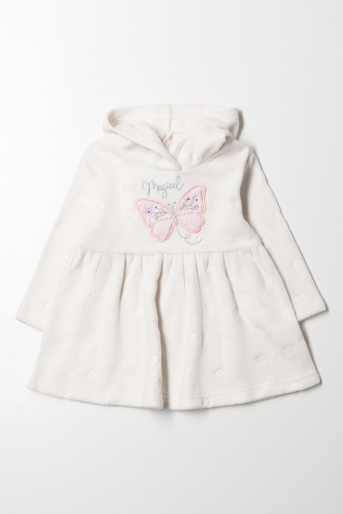 Fleece Hooded Dress Cream