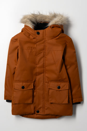Hooded Parka Jacket Tan