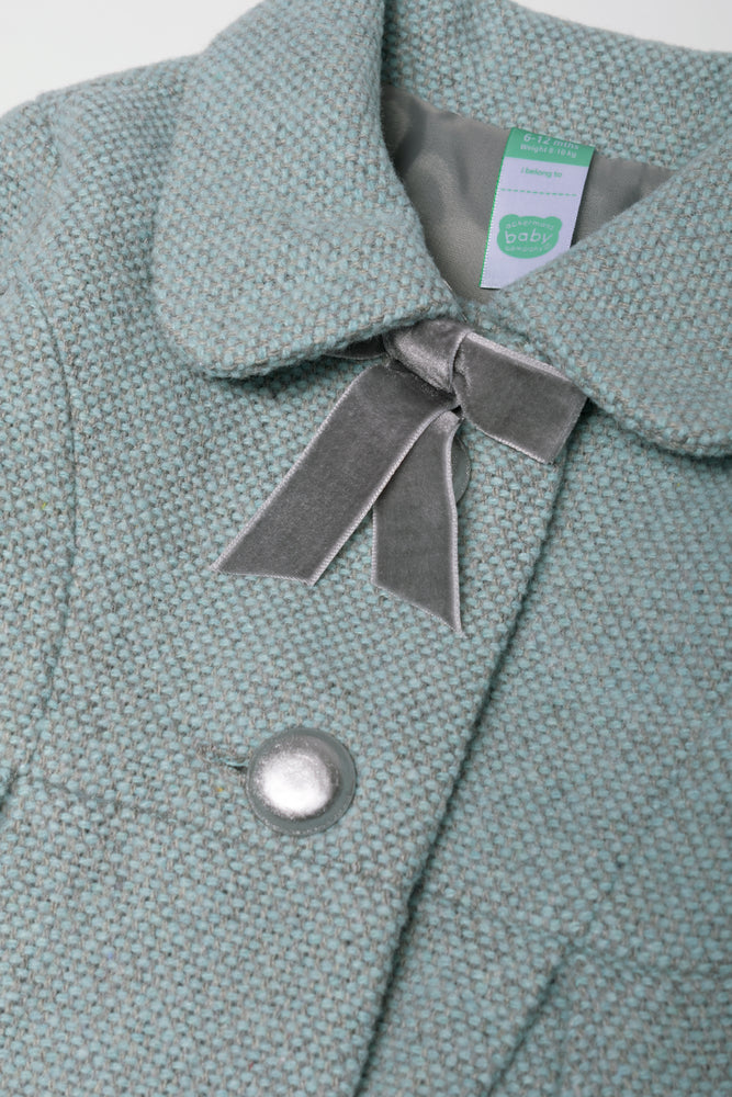 Tweed Coat With Pleats Light Green