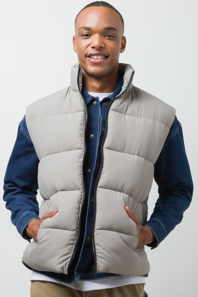 Sleeveless Puffer Jacket Light Grey
