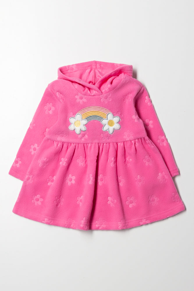 Hooded Fleece Dress Pink