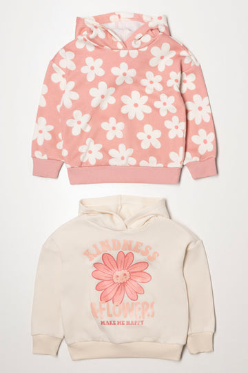 2 Pack Flower Hoodies Peach And Cream