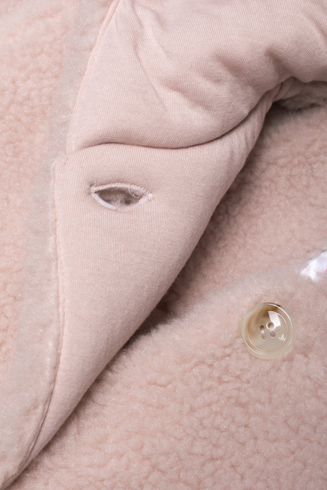 Hooded Button Through Coat Pink