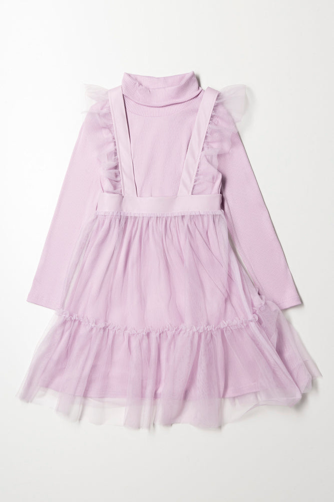 Mesh Dress Set Lilac