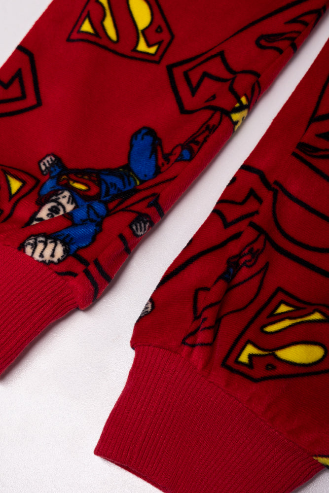 Superman Long Sleeve Fleece Pyjamas Red (2)