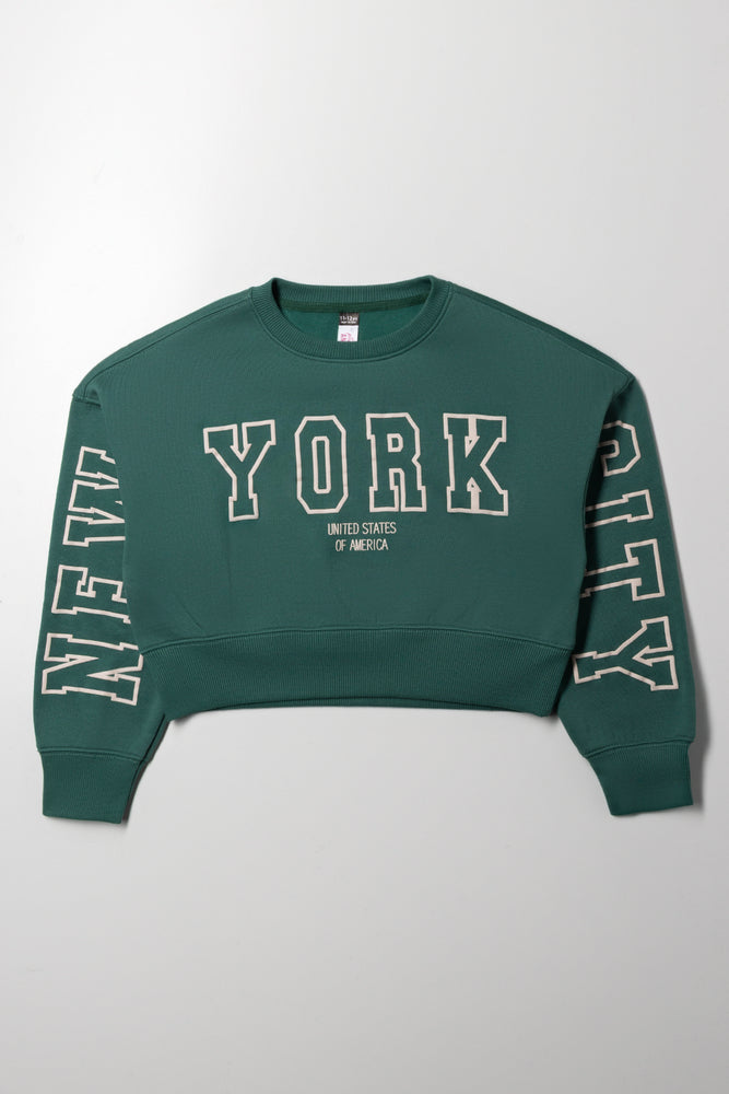 Crop Crew Neck Tracktop Green