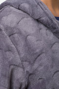 Heart Embossed Fleece Hooded Gown Black (3)