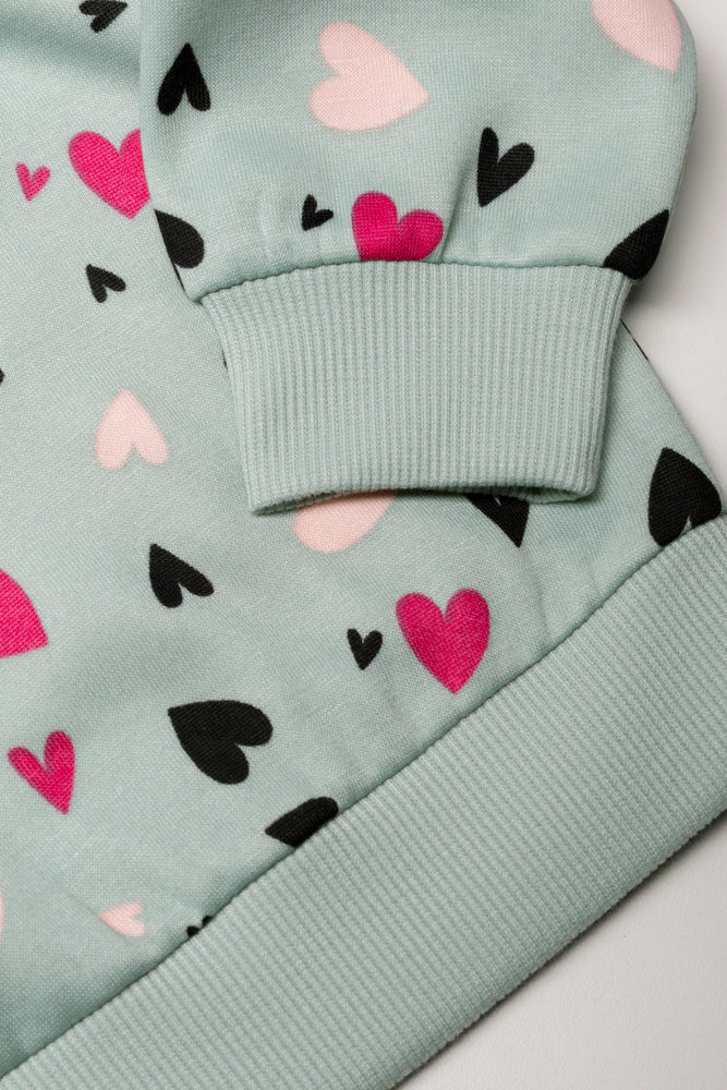 2 Pack Heart Hoodies Pink And Green (2)