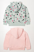 2 Pack Heart Hoodies Pink And Green (3)