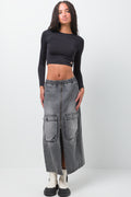 Denim Skirt Grey