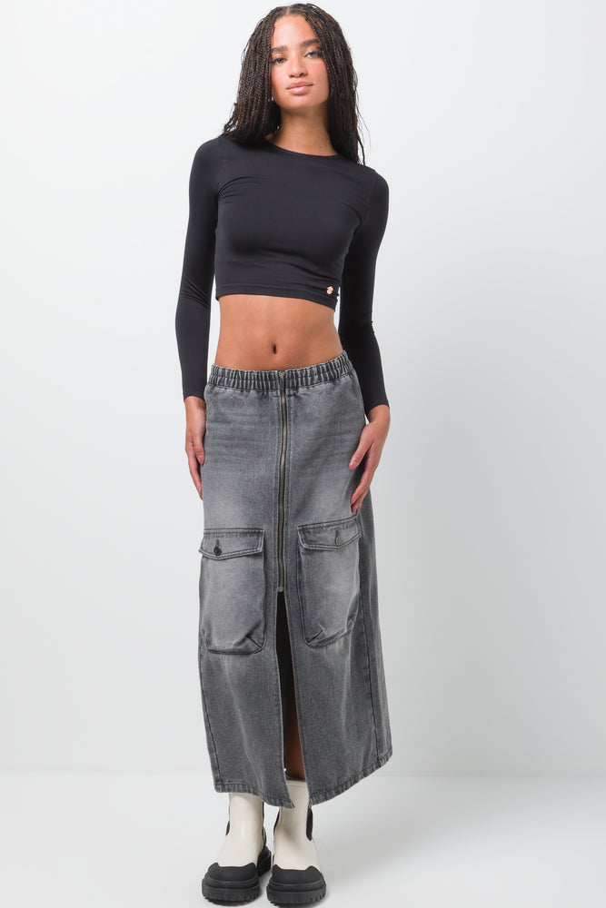 Denim Skirt Grey