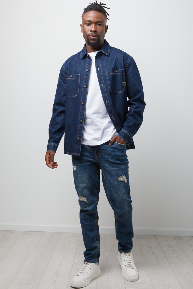 Ripped Skinny Denim Jeans Dark Blue